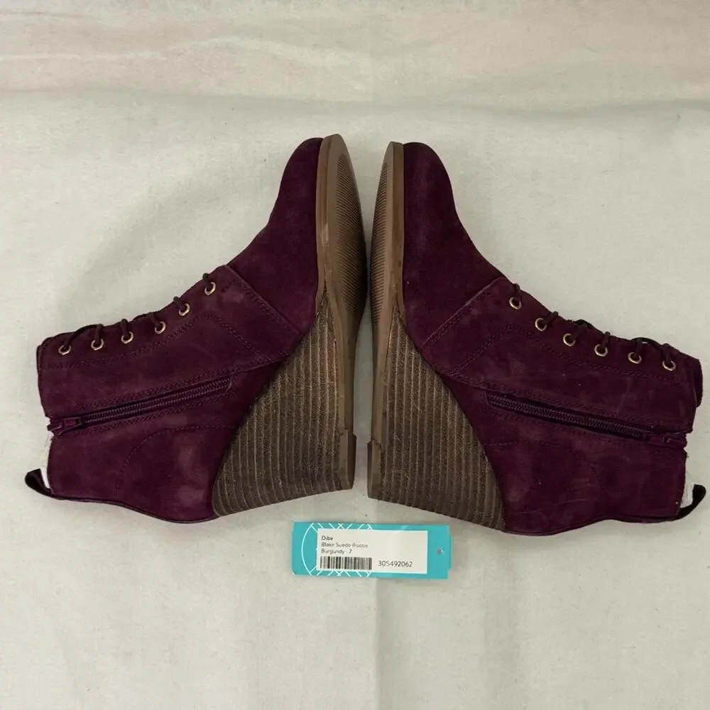 NWT Diba Blake Suede Bootie size 7 Burgundy Ankle Boot Wedges Stitch Fix